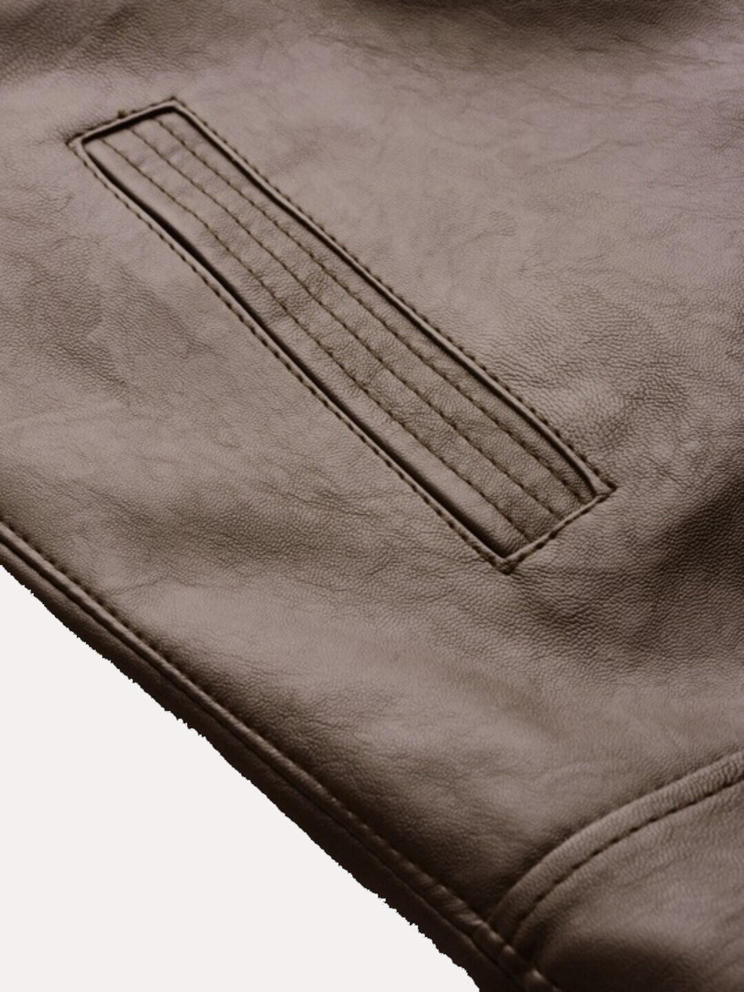 Men Coffee Brown Leather Biker Jacket | QAWACH