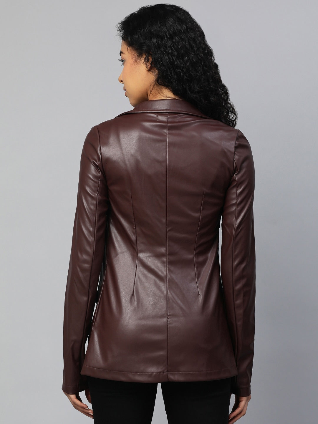 Genuine Leather Oversized Blazer | QAWACH