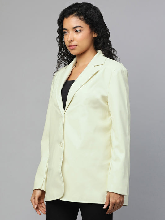 Genuine Leather Oversized Blazer For Women | QAWACH