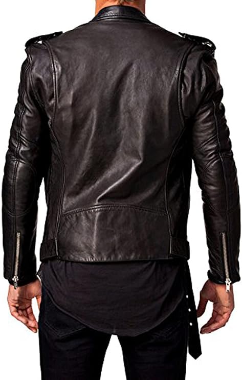QAWACH Asphalt Men Leather Jacket - Lambskin Winter Vintage Motorcycle Biker Jacket, Moto Riding & Racing Jacket