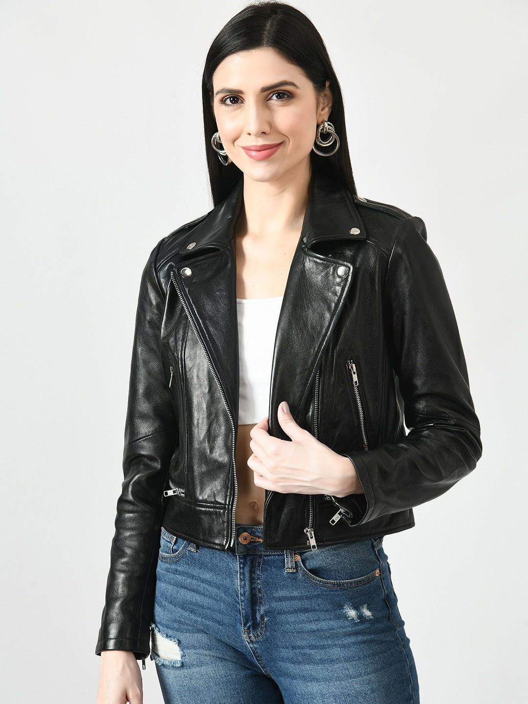 Lapel Collar Lightweight Leather Jacket | QAWACH