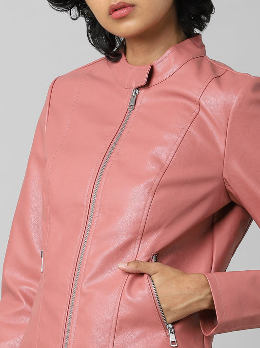 Women Pink Biker Jacket | QAWACH