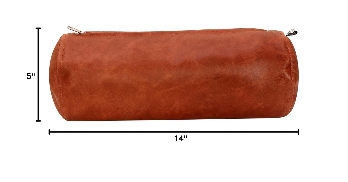 Cylindrical bolster leather pillow cover