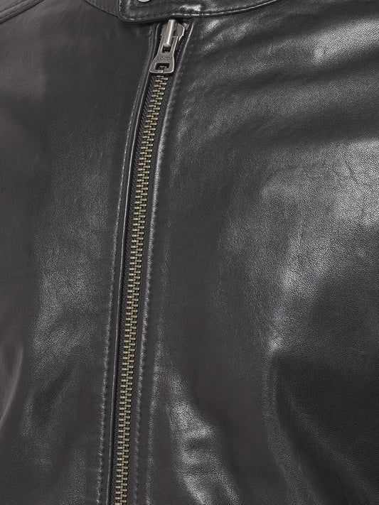 Shop Men Black Leather Jacket Online | QAWACH
