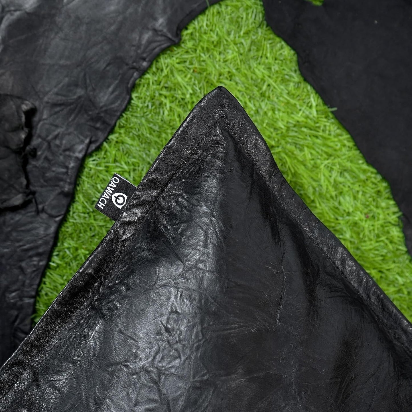 Black Crunch Box Leather Pillow Cover | QAWACH