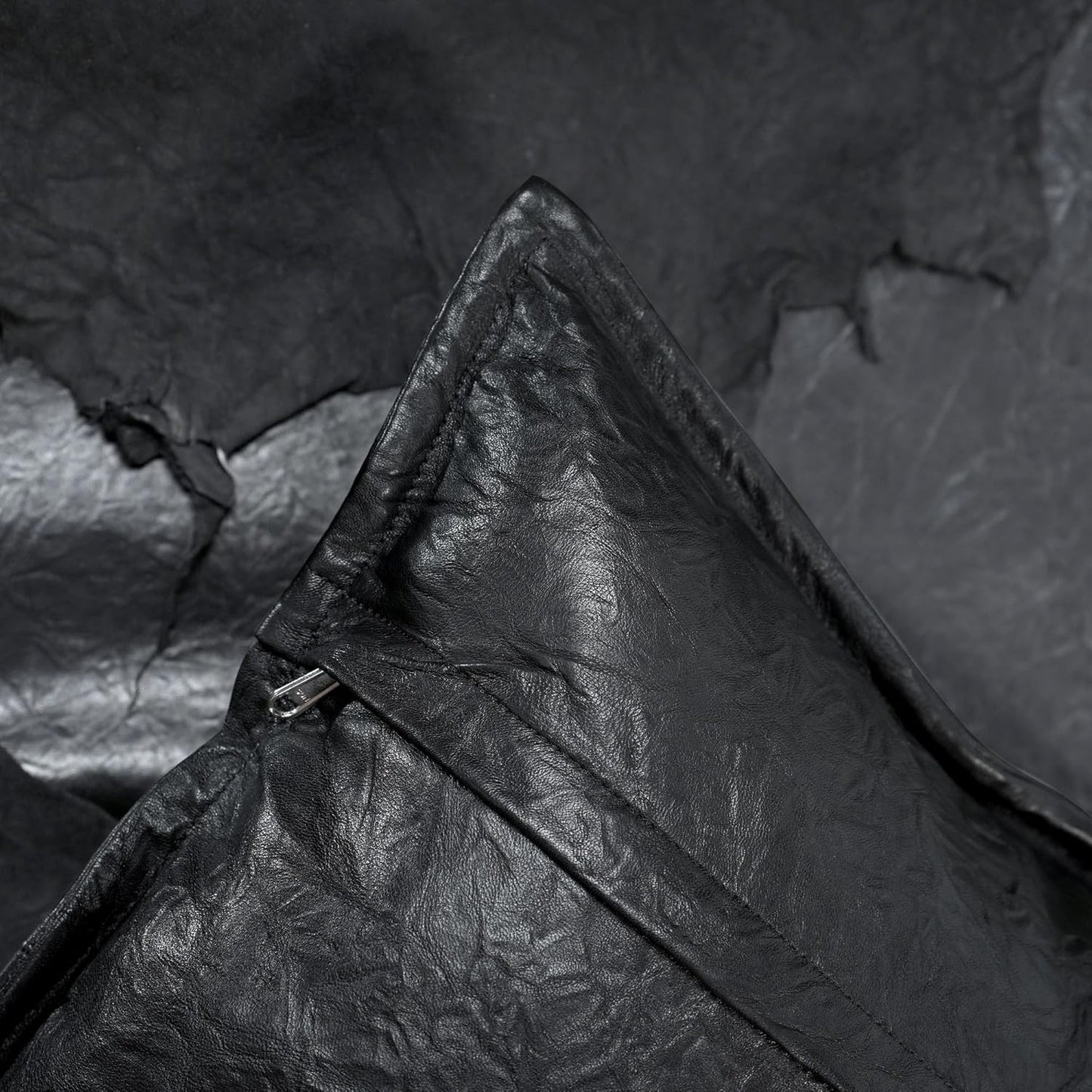 Black Crunch Box Leather Pillow Cover | QAWACH