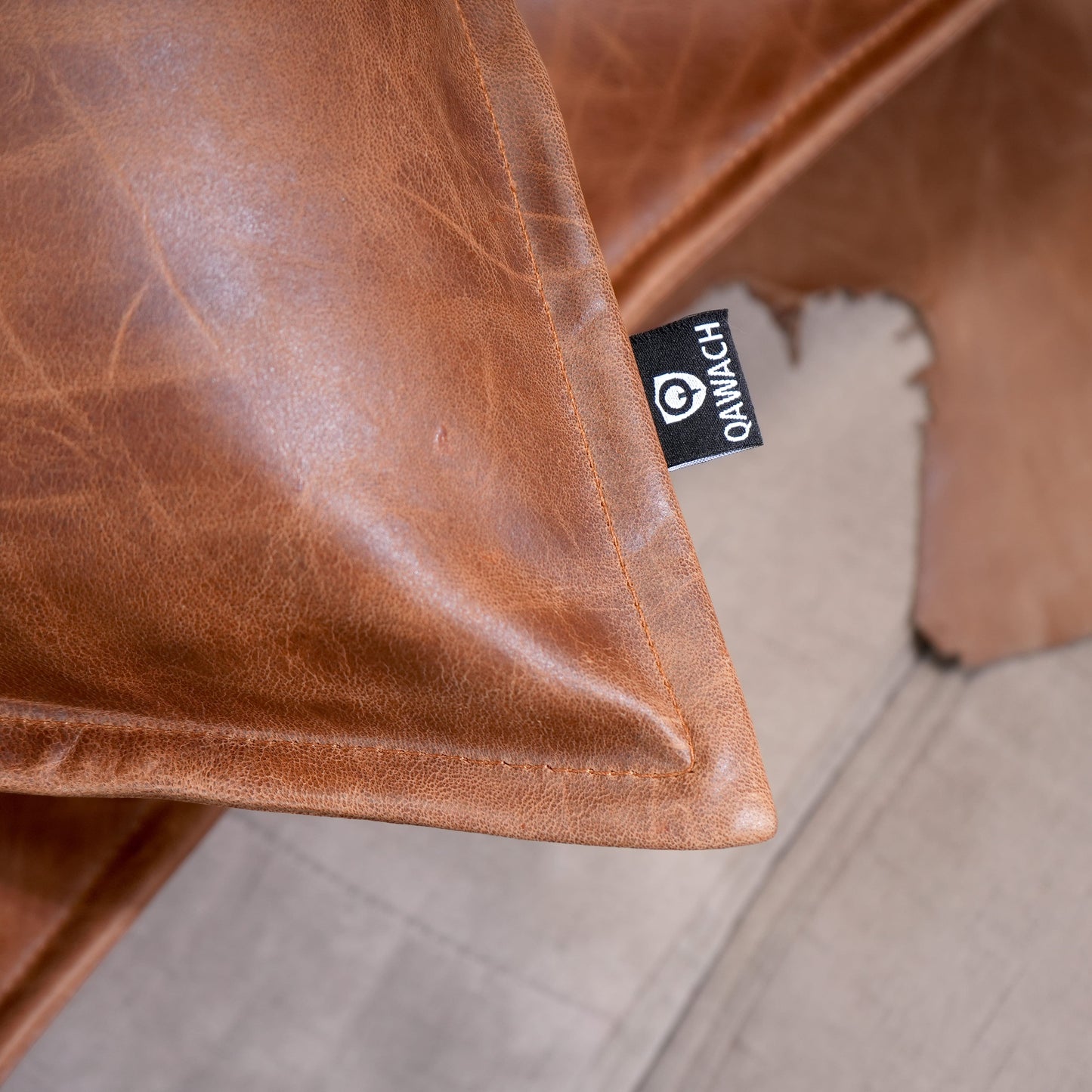 QAWACH Brown Leather Pillow Cover