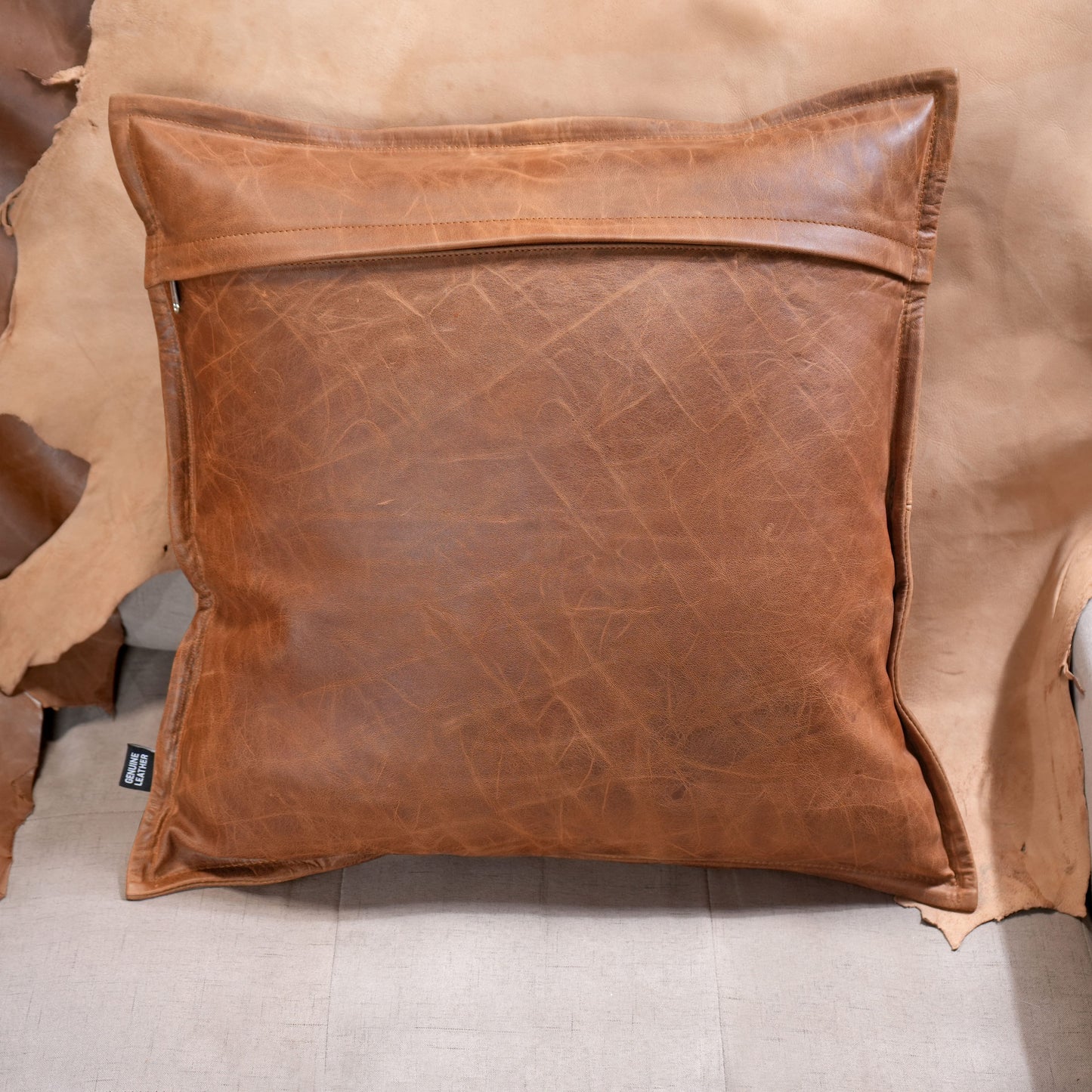 QAWACH Brown Leather Pillow Cover