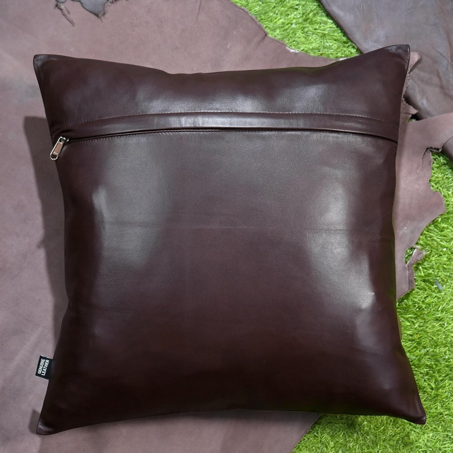 Dark Brown Leather Pillow Cover | QAWACH