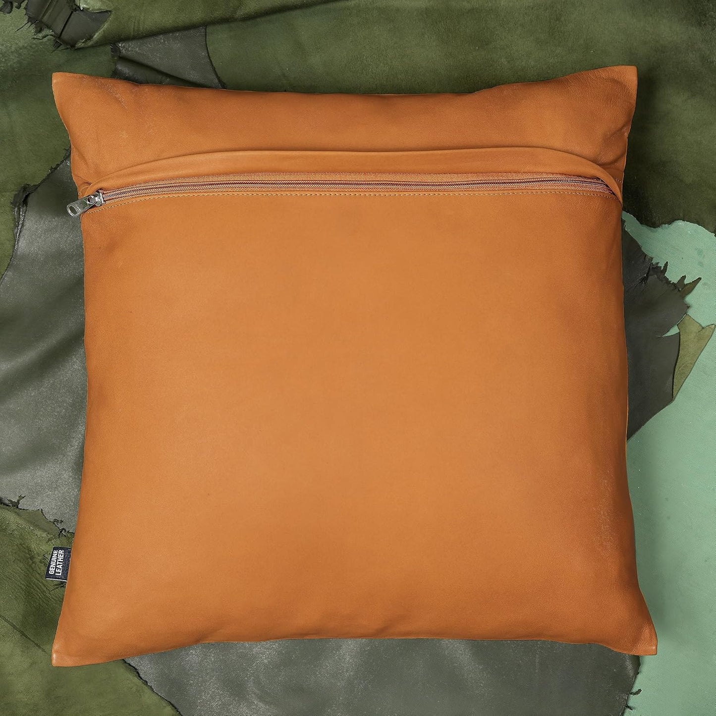 Mustard Flavia Plain Leather Pillow Cover | QAWACH