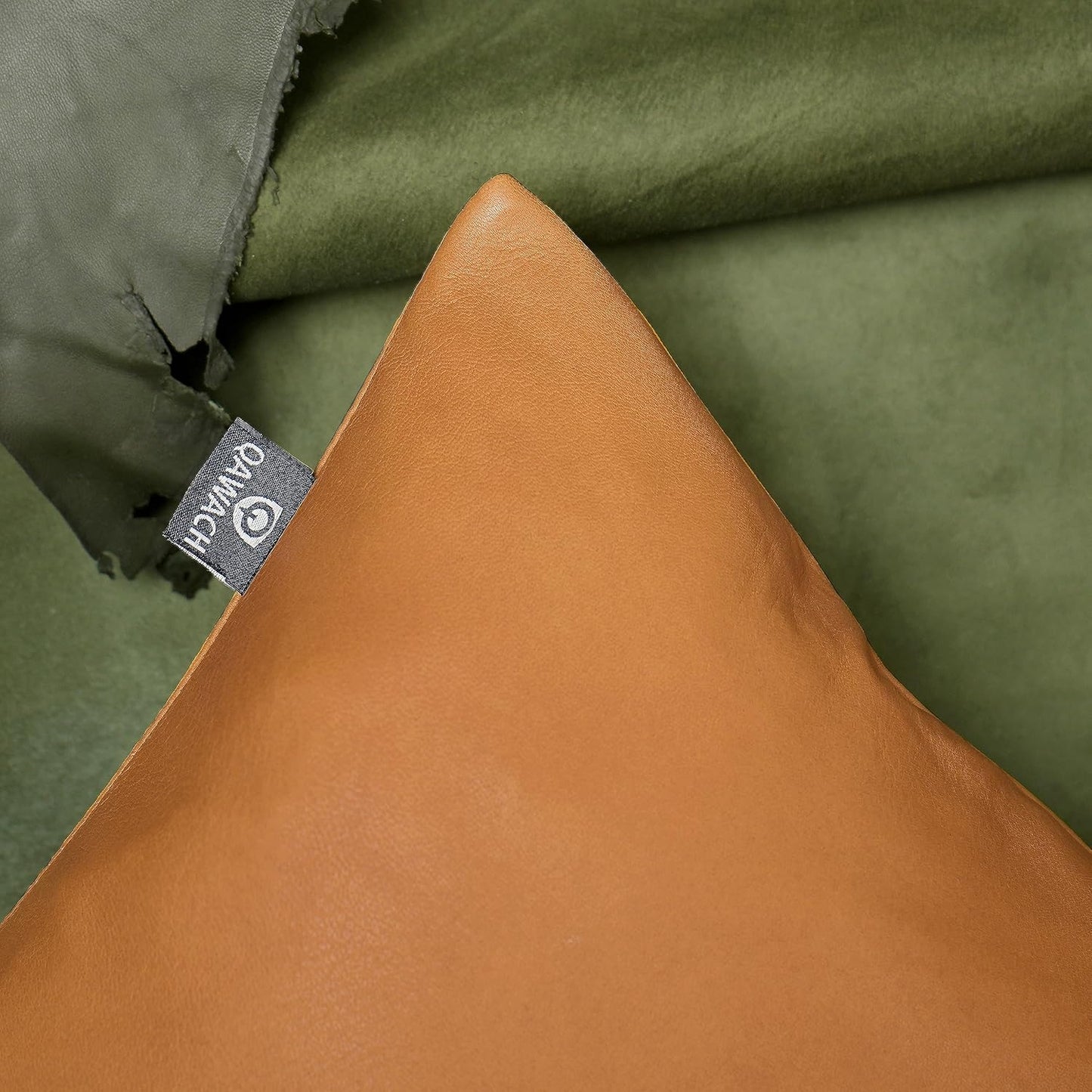 Mustard Flavia Plain Leather Pillow Cover | QAWACH