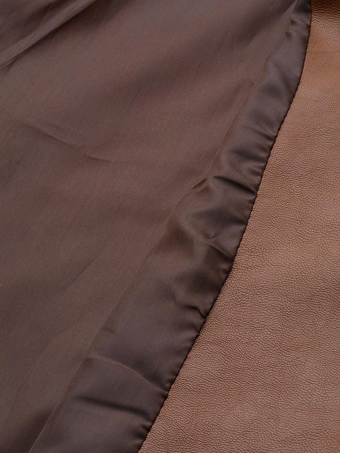 Women Brown Solid Lightweight Biker Jacket - Qawach Leather