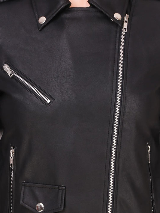 Women Black Outdoor Biker Jacket | QAWACH