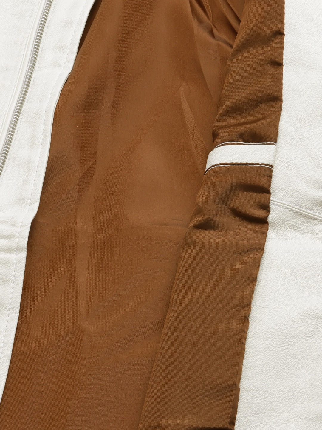 Men White Solid Leather Jacket for sale | QAWACH