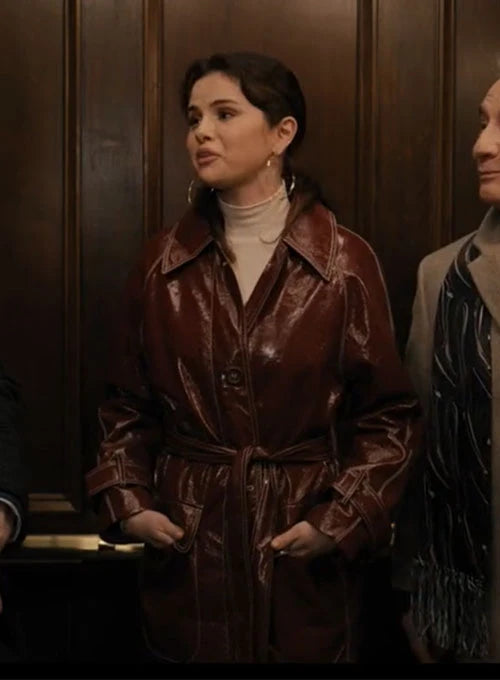 Selena Gomez Only Murders in the Building Leather Long Coat