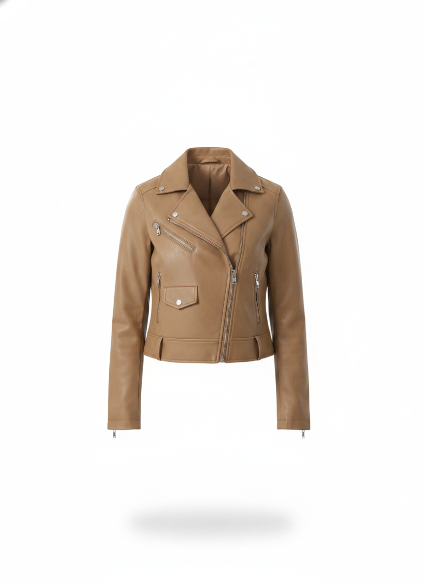 women-brown-lightweight-crop-biker-jacket - ghost_front