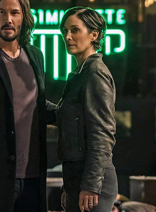 CARRIE ANNE MOSS THE MATRIX RESURRECTIONS LEATHER JACKET