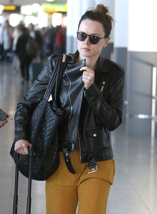 DAISY RIDLEY LEATHER JACKET STYLE # 2