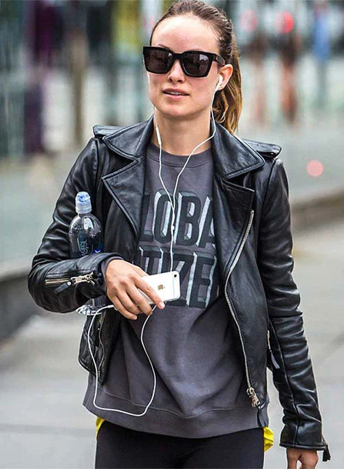 olivia wilde leather dress Olivia Wilde's Catsuit Dips to Her Stomach at Paris Fashion Week