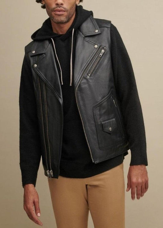 LEATHER BIKER VEST - Qawach Leather