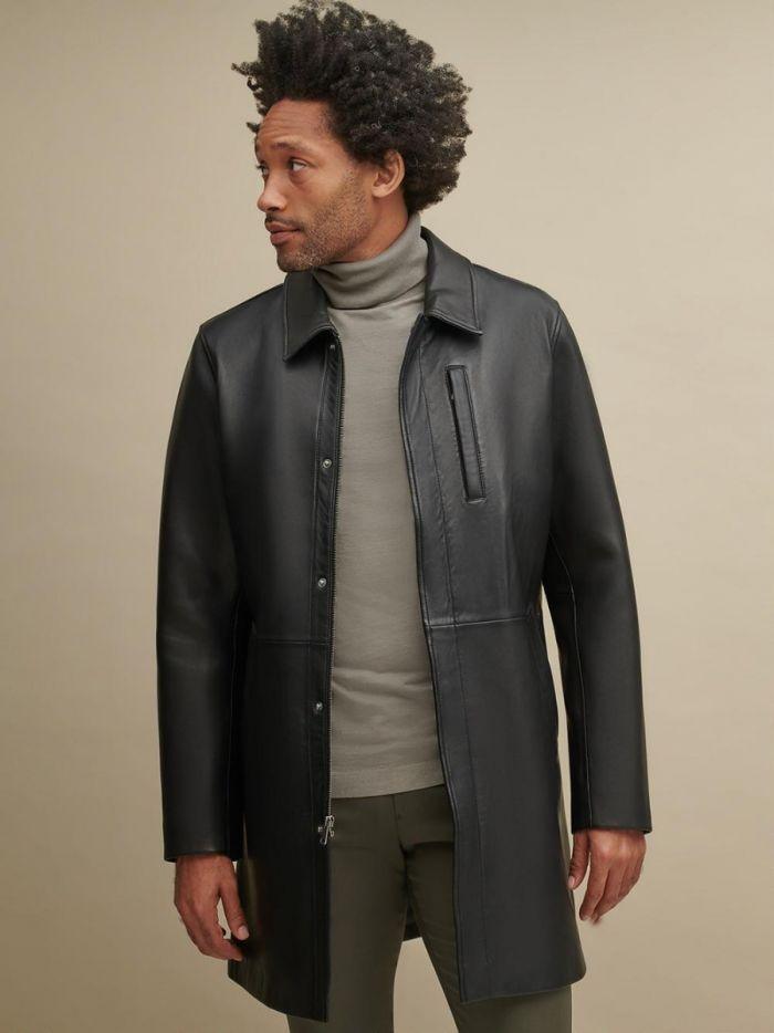 SUPREME BLACK LEATHER LONG COAT - Qawach Leather