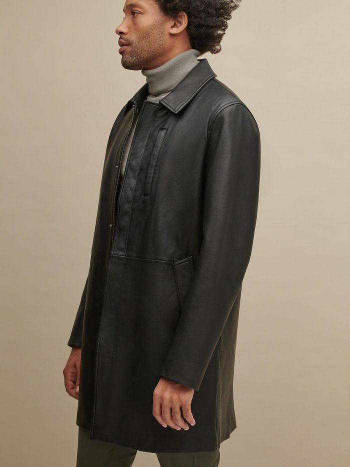 SUPREME BLACK LEATHER LONG COAT - Qawach Leather