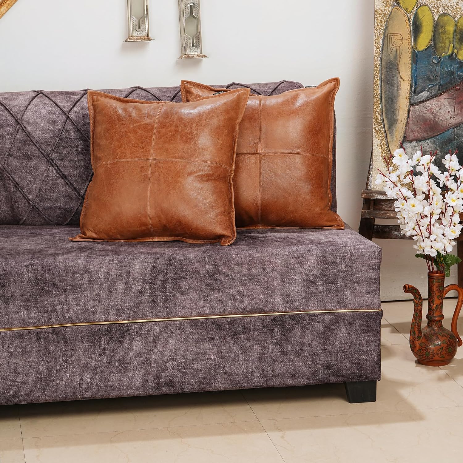 Genuine Leather Pillow Cover