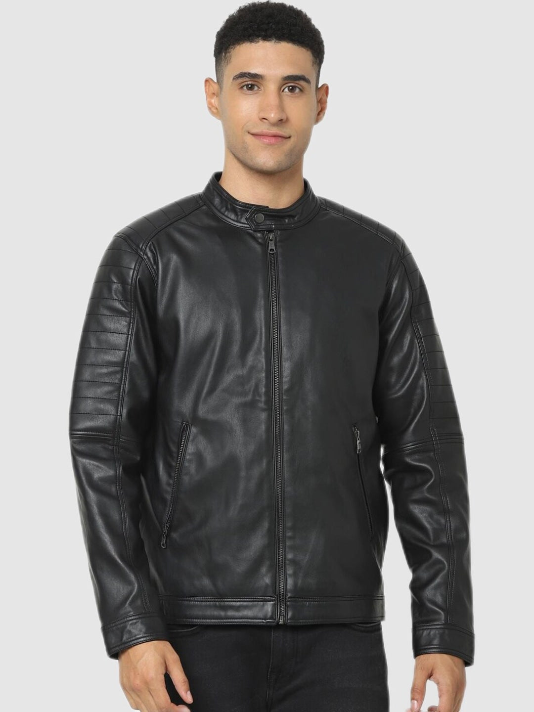 Men Genuine Leather Jacket Biker | QAWACH