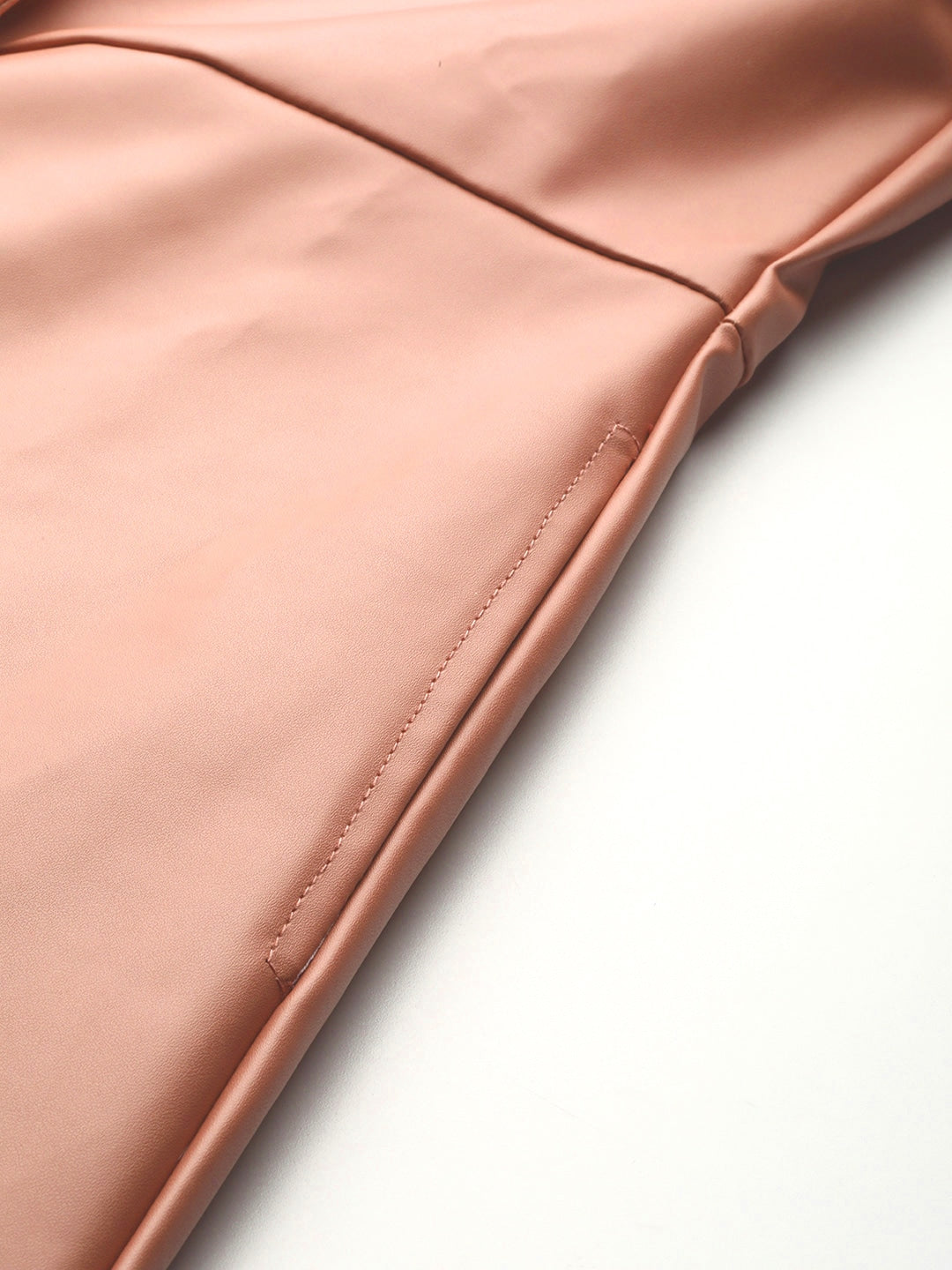 Pink Solid Women Leather Overcoat | QAWACH