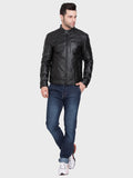 Stand Collar Lightweight Leather Jacket