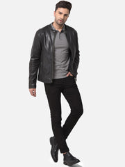 Shop Men Black Leather Jacket Online | QAWACH