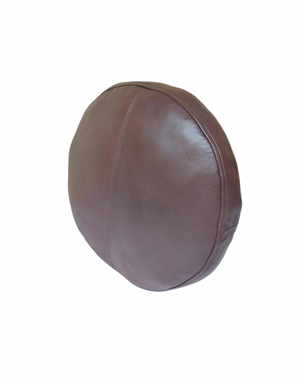 Round lambskin leather pillow cover