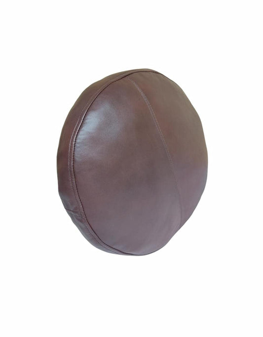 Round lambskin leather pillow cover