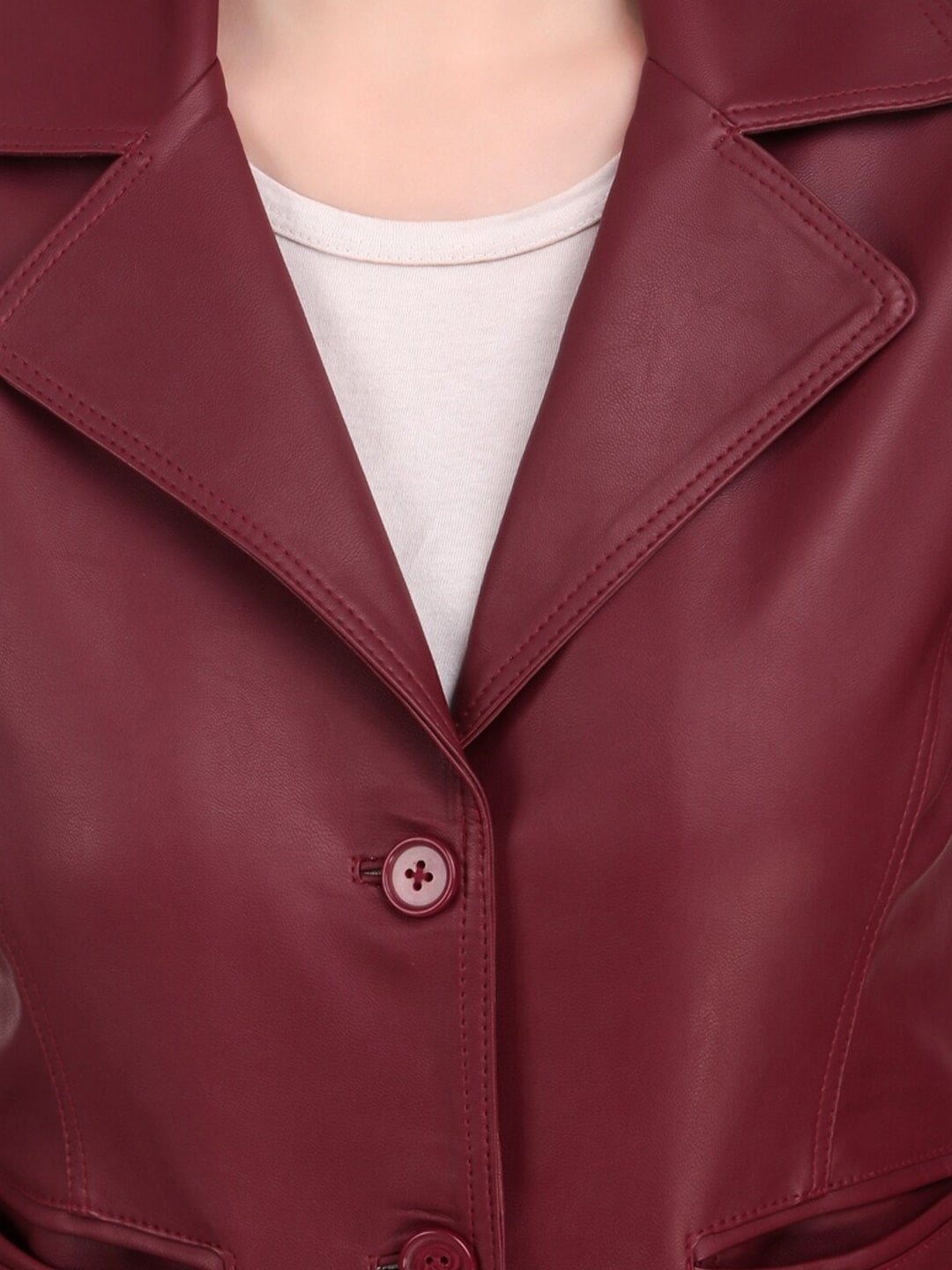 Women Red Crop Leather Jacket | QAWACH