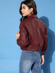 Women Genuine Leather Crop Jacket | QAWACH