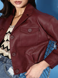 Women Genuine Leather Crop Jacket | QAWACH