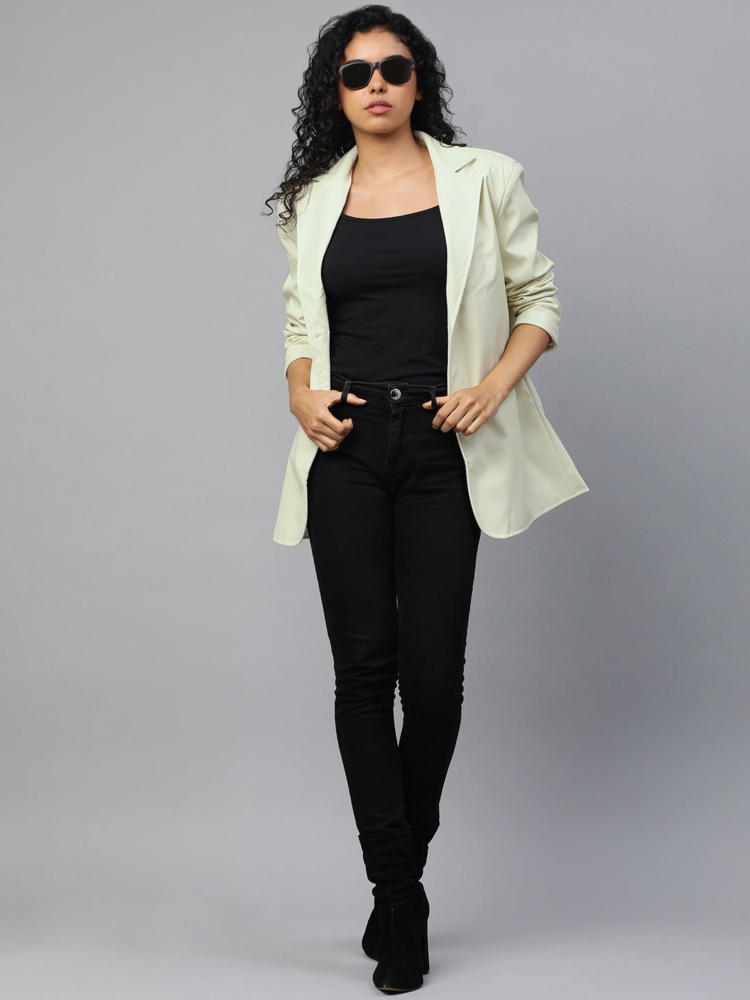 Genuine Leather Oversized Blazer For Women | QAWACH