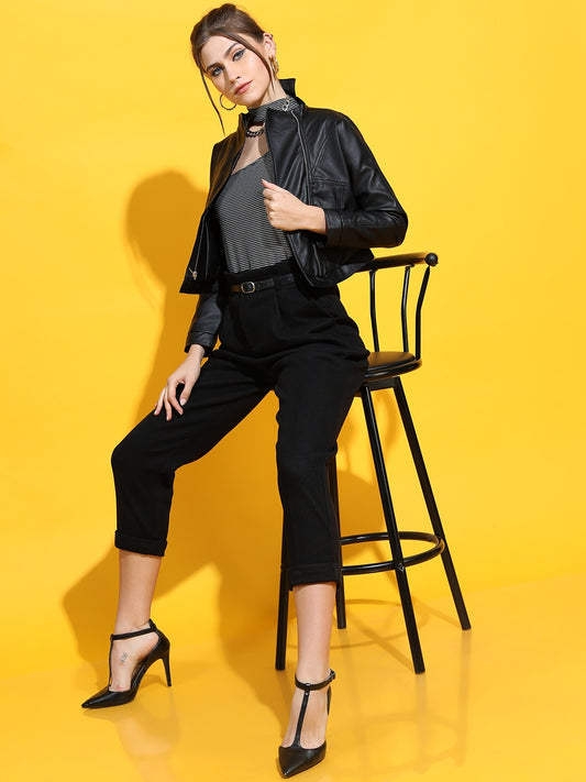 Shop Women Leather Crop Jacket | QAWACH