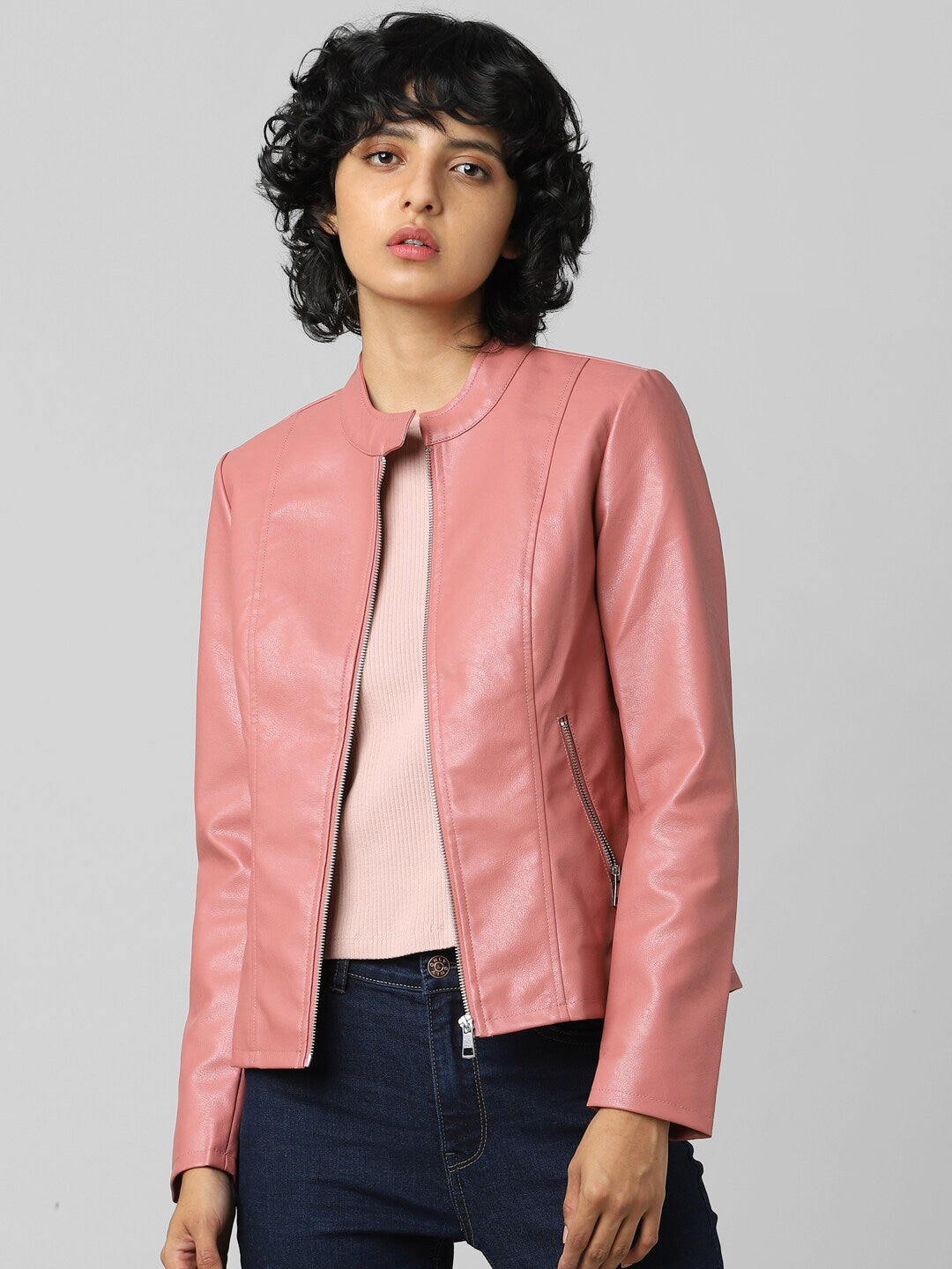 Women Pink Biker Jacket | QAWACH