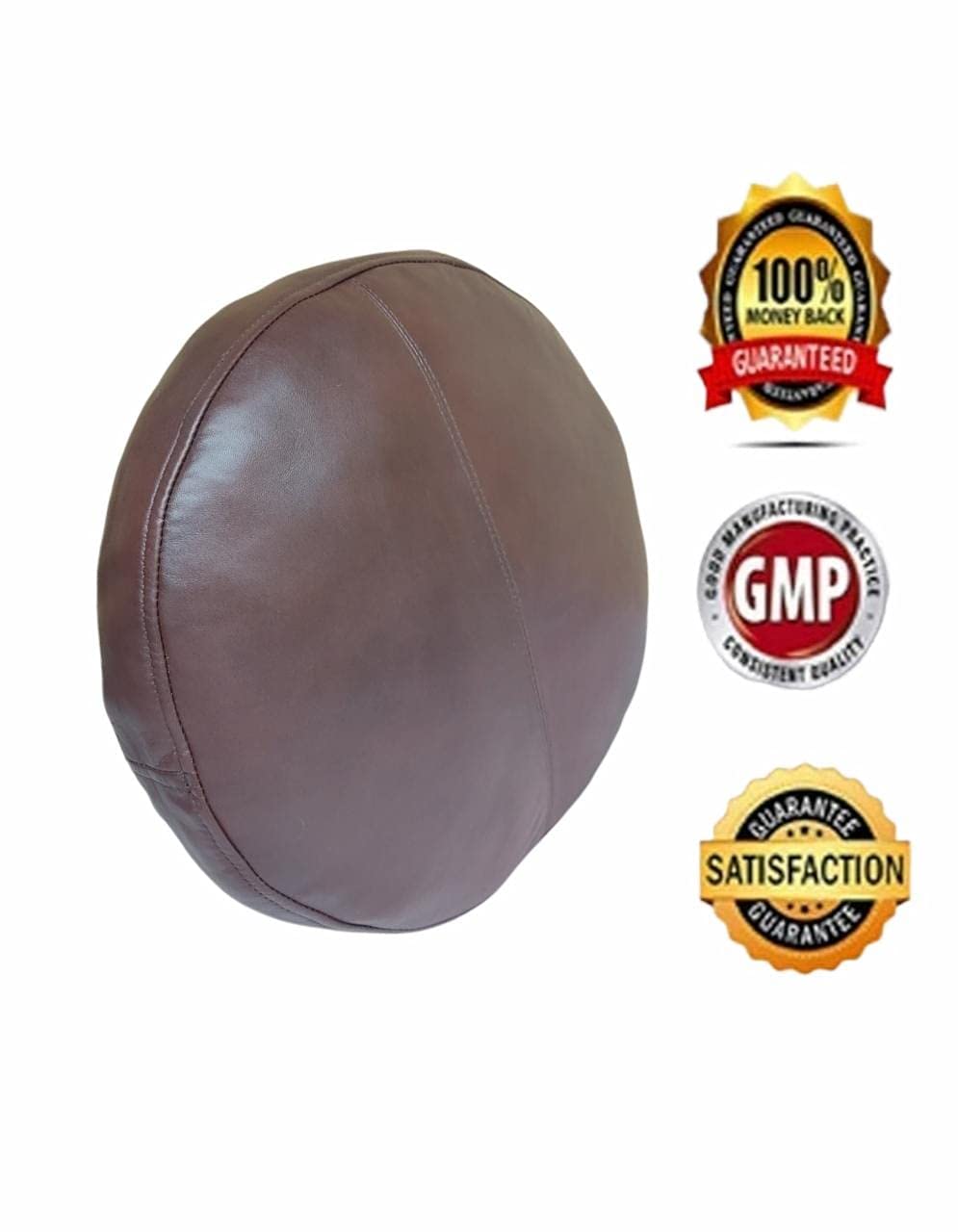 Round lambskin leather pillow cover