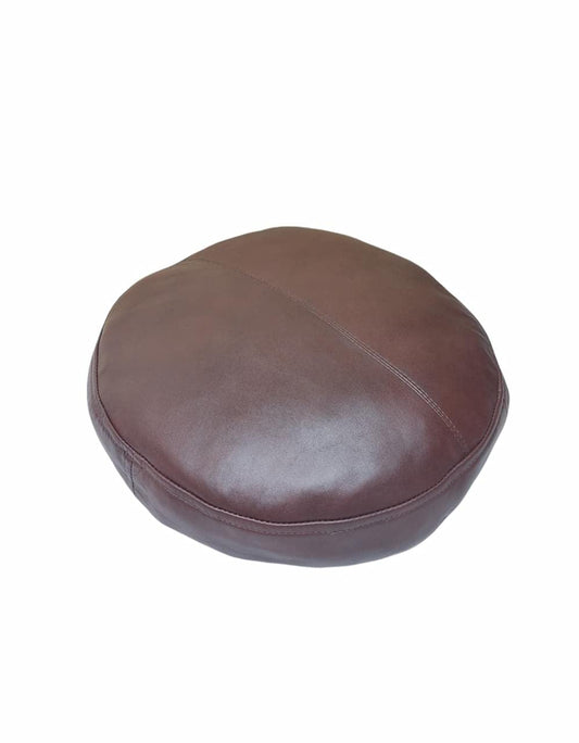 Round lambskin leather pillow cover