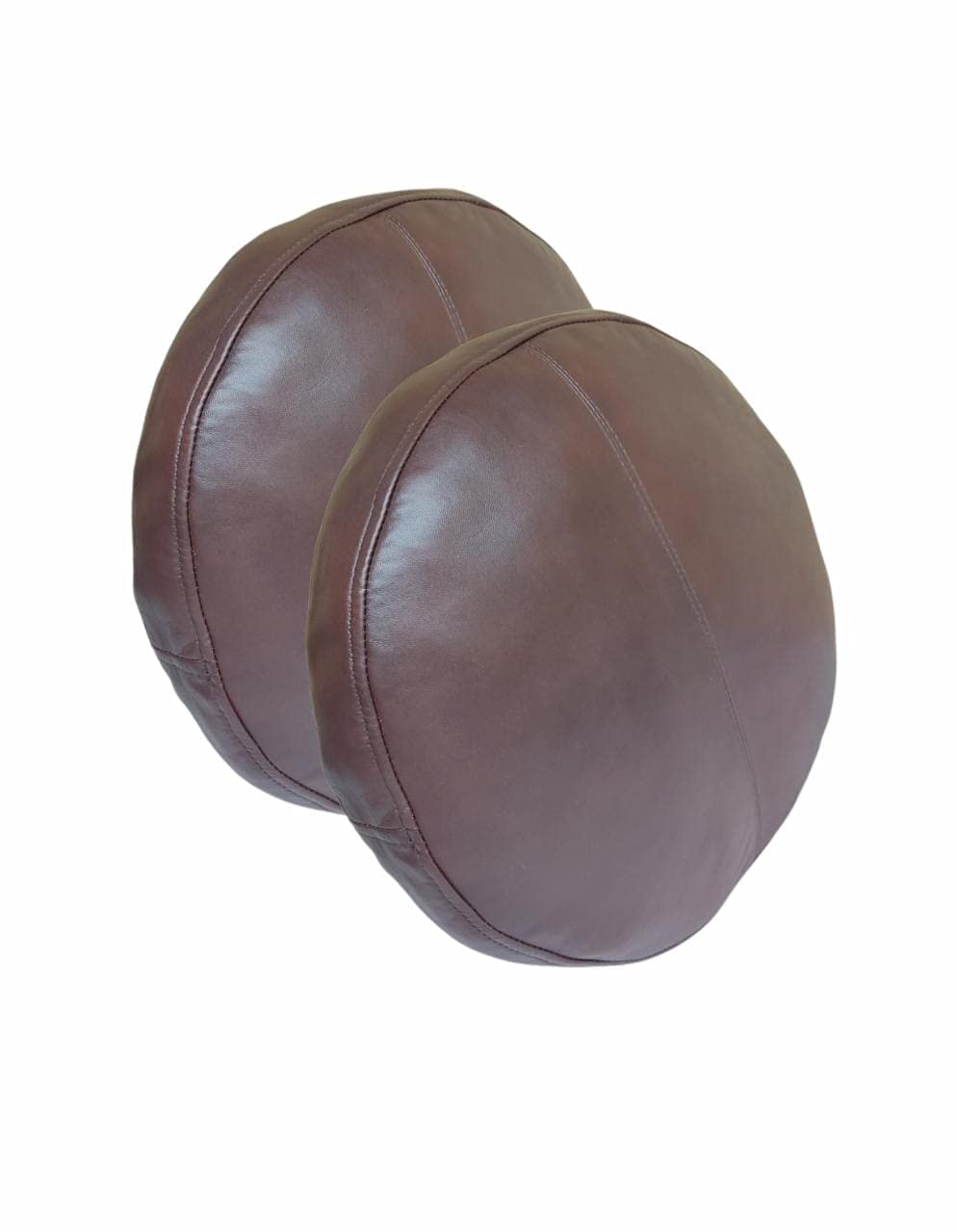 Round lambskin leather pillow cover