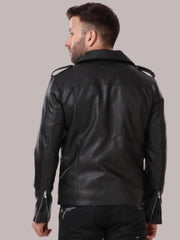 Buy Men Black Biker Jacket | QAWACH