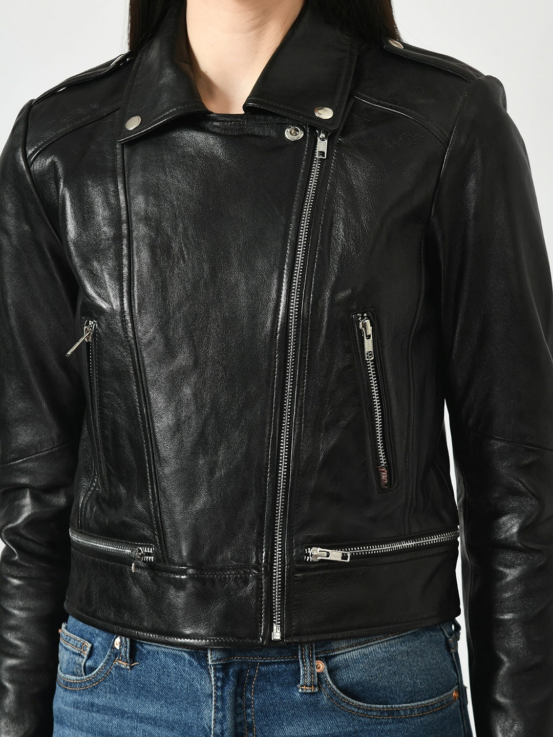 Lapel Collar Lightweight Leather Jacket | QAWACH