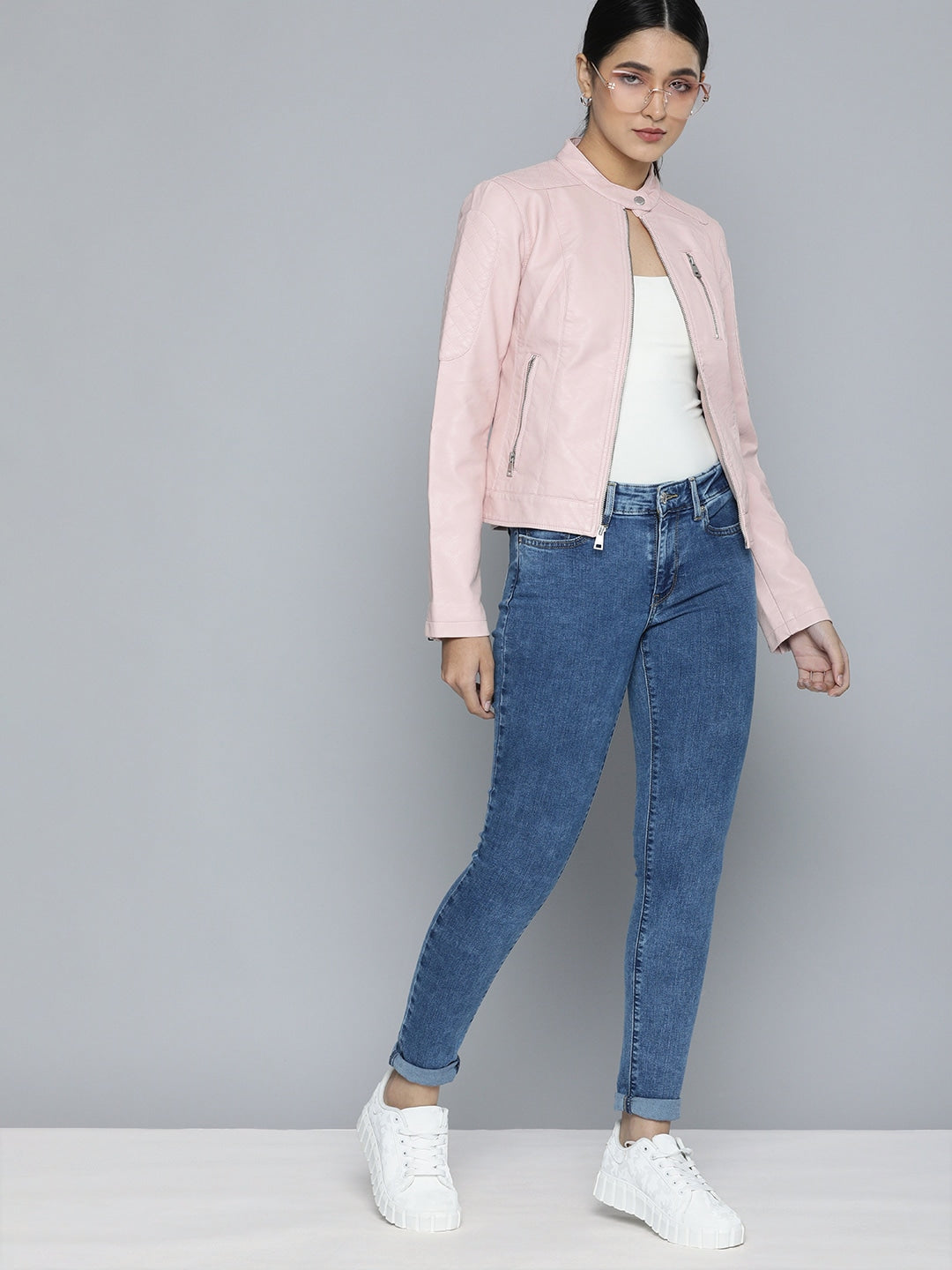 Women Pink Leather Jacket | QAWACH