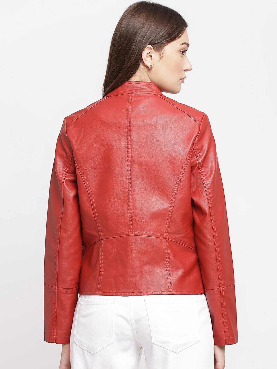 Women Red Leather Jacket | QAWACH