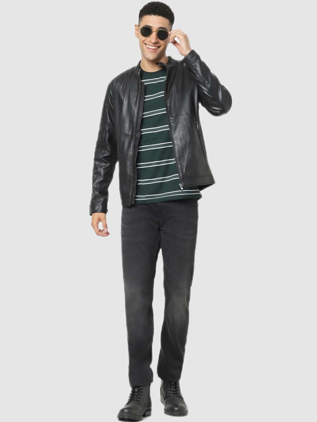 Men Genuine Leather Jacket Biker | QAWACH