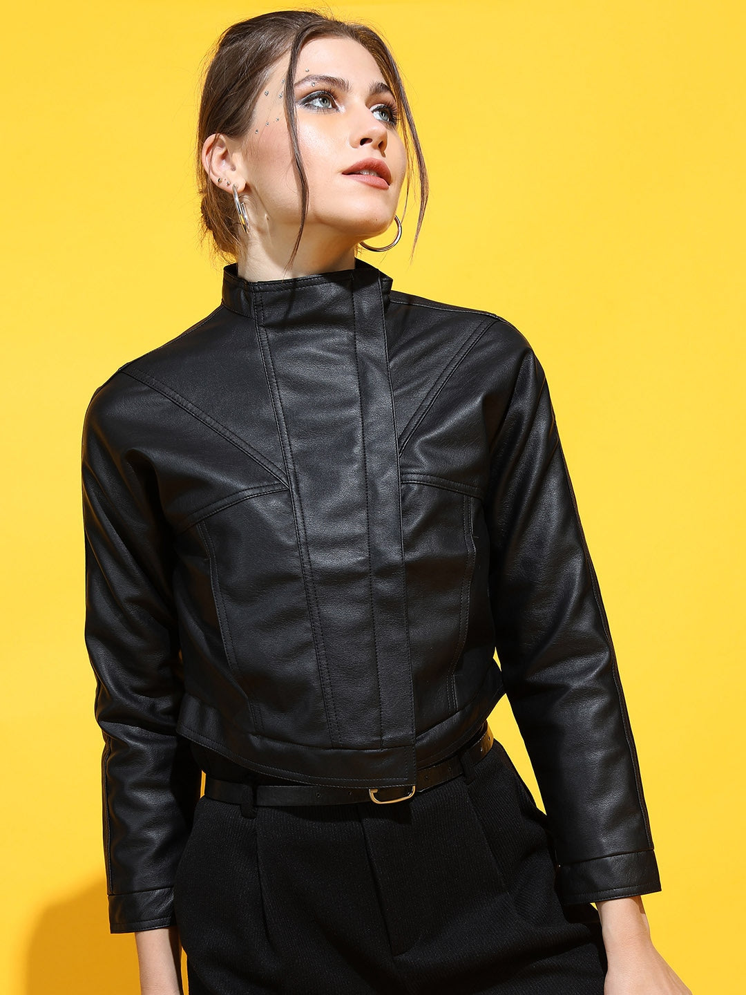 Shop Women Leather Crop Jacket | QAWACH