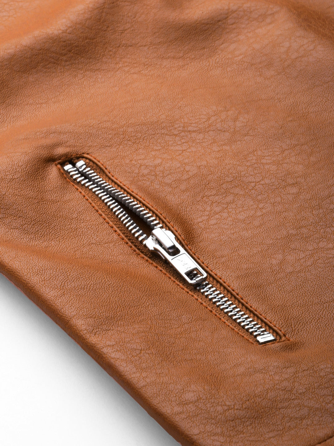 Women Rust Brown Textured Biker Jacket | QAWACH