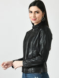 Shop Stand Collar Lightweight Leather Jacket | QAWACH